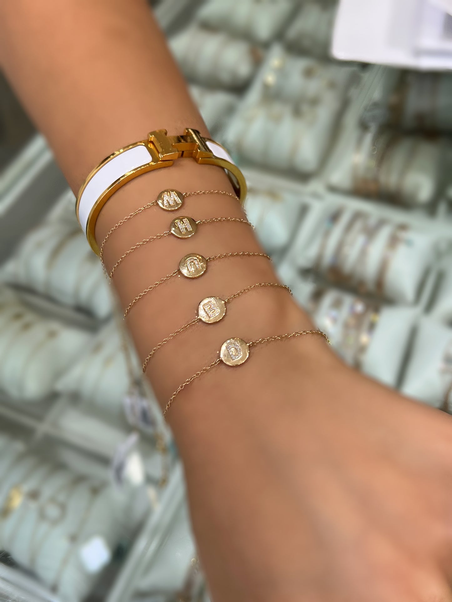 Circle Initial Bracelet - P