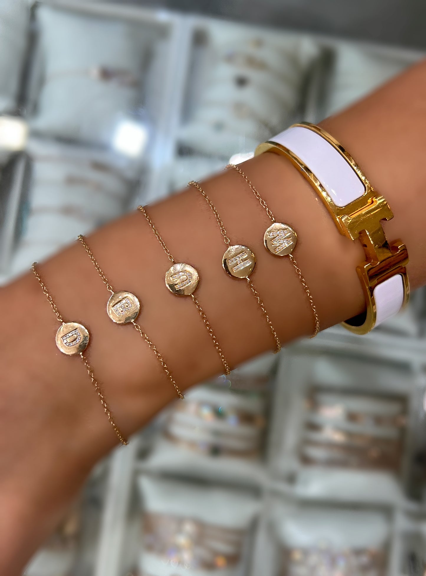 Circle Initial Bracelet - P