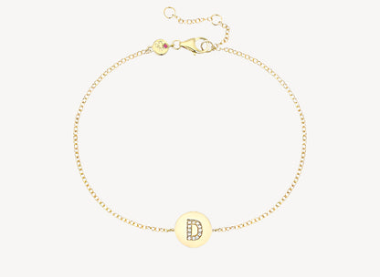 Circle Initial Bracelet - D
