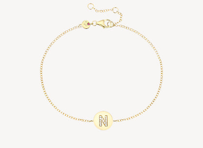 Circle Initial Bracelet - N