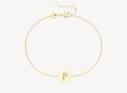 Circle Initial Bracelet - P