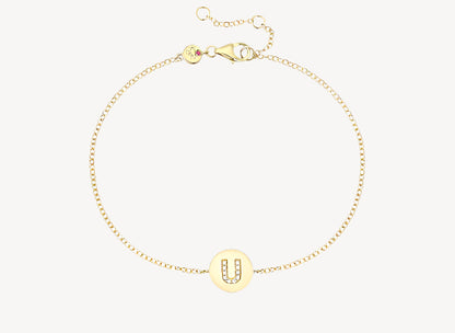 Circle Initial Bracelet - U