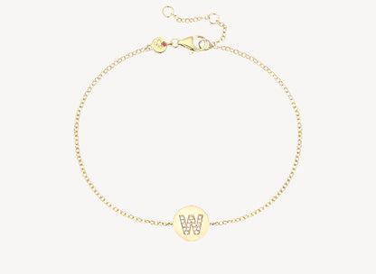 Circle Initial Bracelet - W