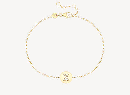 Circle Initial Bracelet - X