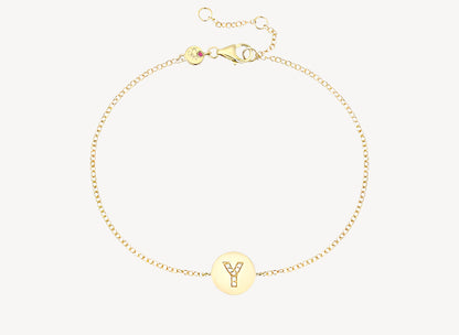 Circle Initial Bracelet - Y