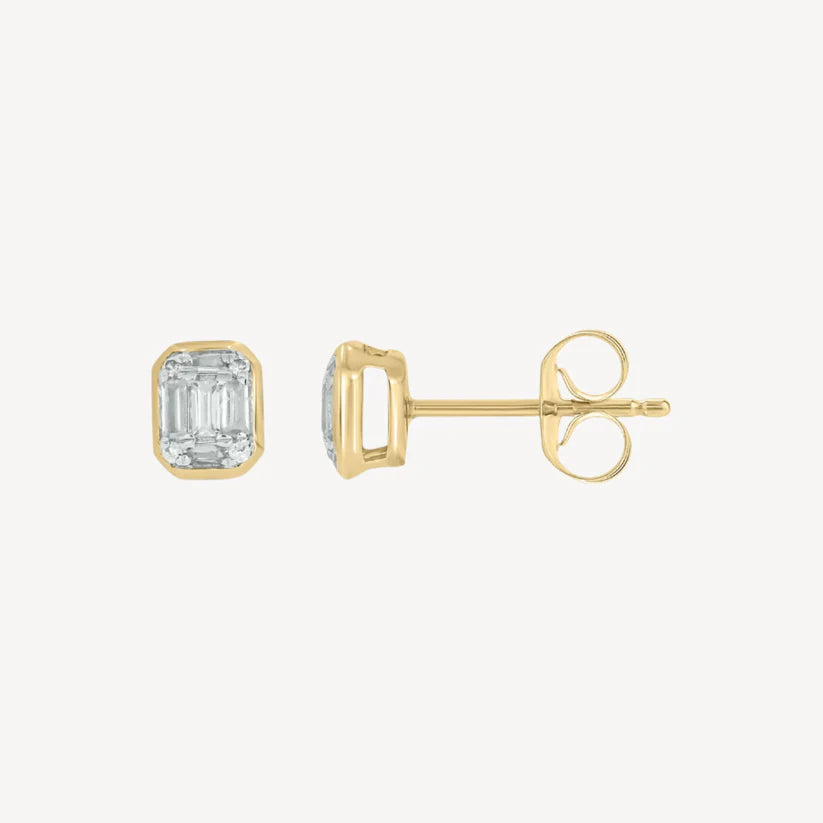 0.6ct Bezel Rectangle Studs