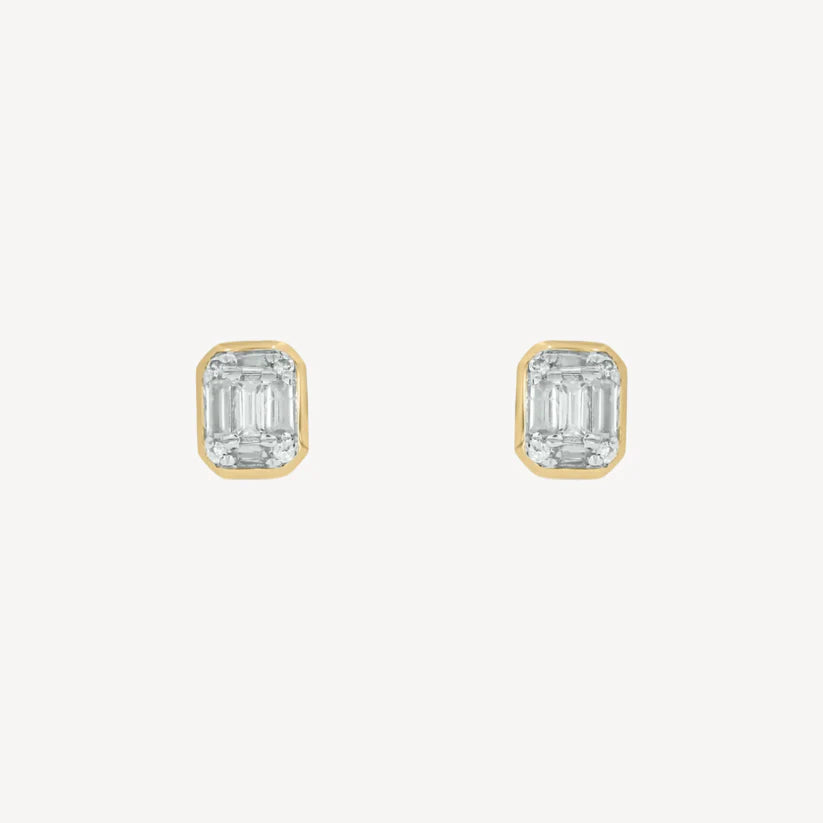 0.6ct Bezel Rectangle Studs