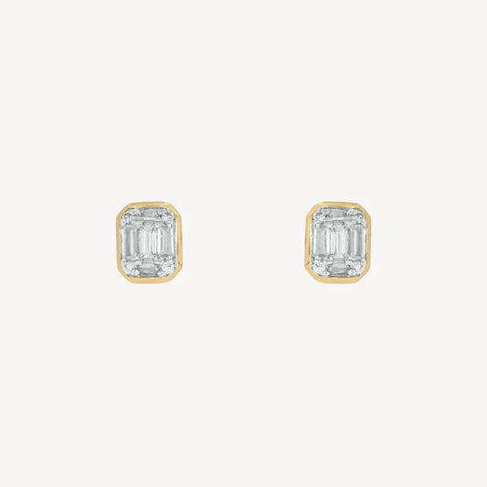 0.6ct Bezel Rectangle Studs