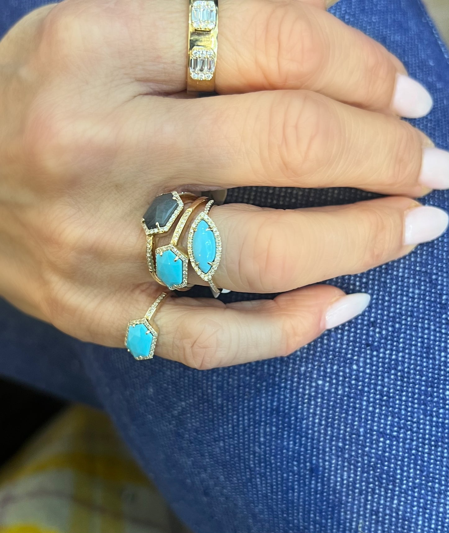 Labradorite Hexagon Pinky Ring
